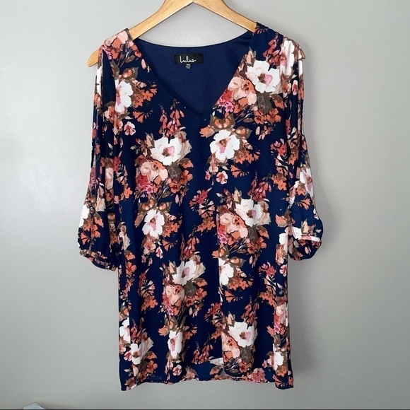 Lulus Shifting Dears Navy Floral Shift Dress - Picture 4 of 8